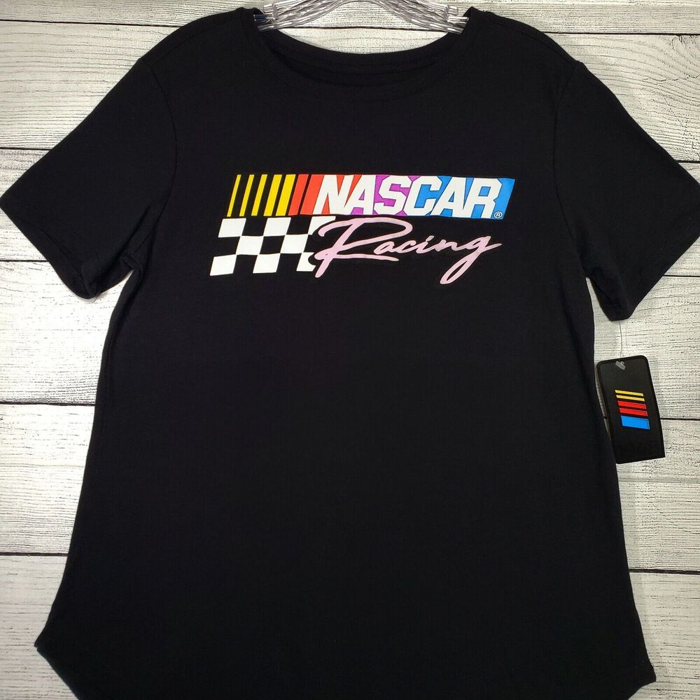 Nascar Shirt Womens Size XL Top Racing Motorsports Black Short Sleeve